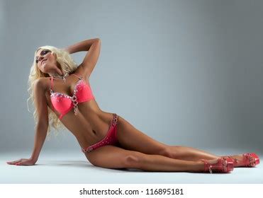 Athletic Blond Woman Posing Bikini Stock Photo Shutterstock