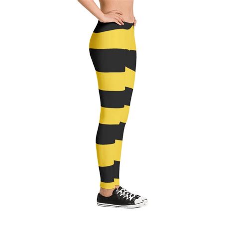 Bumble Bee Black Yellow Stripe Pattern Leggings Halloween Costume Girls