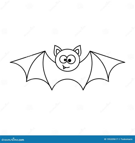 Cute Halloween Bat Doodle Illustration Of A Little Bat Smiling Stock