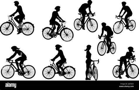Bike And Bicyclist Silhouettes Set Stock Vector Image And Art Alamy