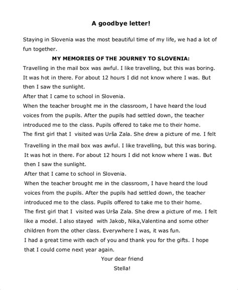 Free 7 Sample Goodbye Letter Templates In Ms Word Pdf