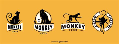 Monkey Logo Design Set Vector Download
