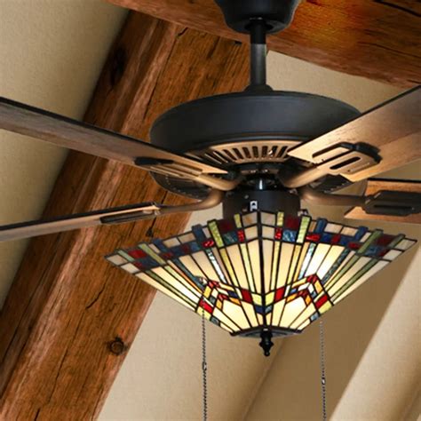 Millwood Pines 52 Loken Craftsman Stained Glass 5 Blade Ceiling Fan