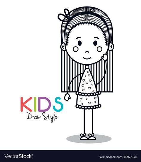 Cute Little Girl Drawing Royalty Free Vector Image