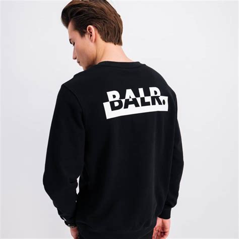 Contrasting Logo Straight Crew Neck Sweater Black The Official Balr