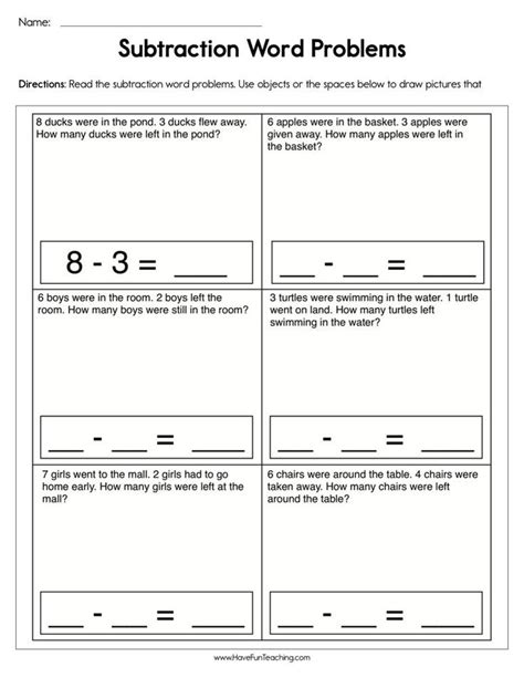 The Subtraction Word Problems Worksheet For Students To Solve Their Own