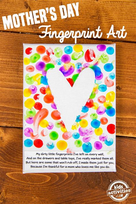 This adorable canvas is the perfect mother's day craft for preschoolers to make. MOTHER'S DAY FINGERPRINT ART - Kids Activities #ad | Diy ...