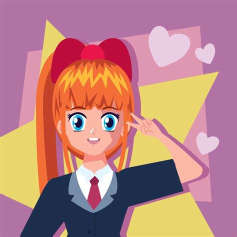 Anime Redhead Girl With Star 10349529 Vector Art At Vecteezy