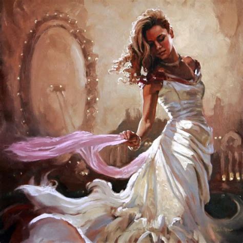 Dancing People Art Oil Painting Lady On White Before Mirror Abstract Beautiful Woman Canvas Hand
