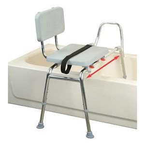 Medmobile bathtub transfer bench and bath chair with back. Extra-Long Sliding Transfer Bench with Padded Seat and ...