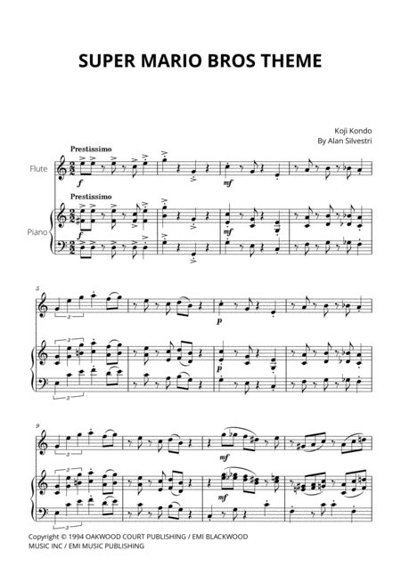 Super Mario Bros Theme For Flute And Piano Music Sheet Download Sheetmusicku Com