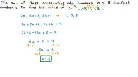 Question Video Finding Three Consecutive Odd Numbers Whose Sum Is Nine