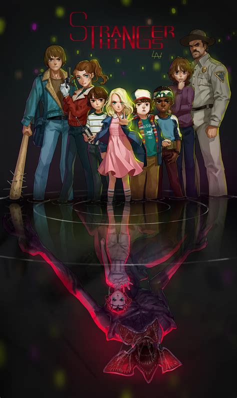 Милли бобби браун, дэвид харбор, вайнона райдер и др. portrait display, Artwork, Fan art, Stranger Things ...