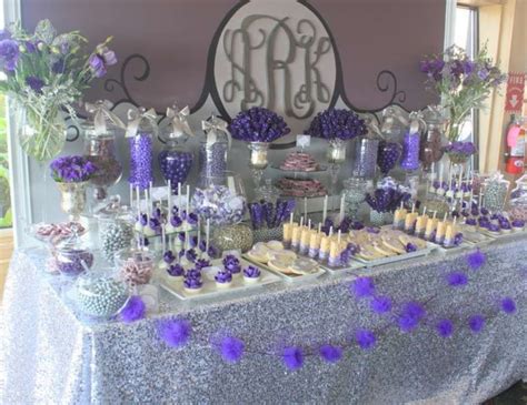 lavender and blue sweets buffet - Google Search | Wedding candy, Purple
