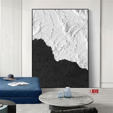 Black And White Painting Black Textured Wall Art Black And Etsy