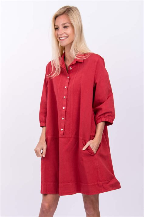 Rosso 35 Kleid Aus Baumwoll Leinen Mix In Rot Gruenerat