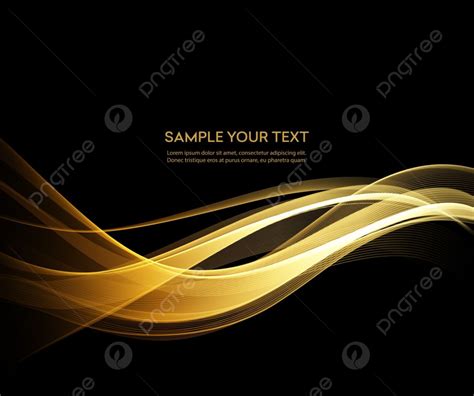 Abstract Shiny Color Gold Wave Design Element On Dark Background