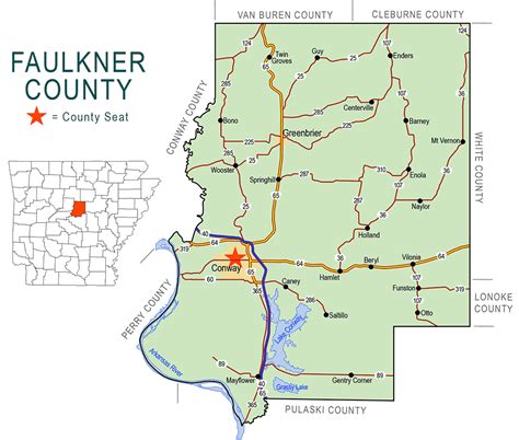 Faulkner County Map Encyclopedia Of Arkansas