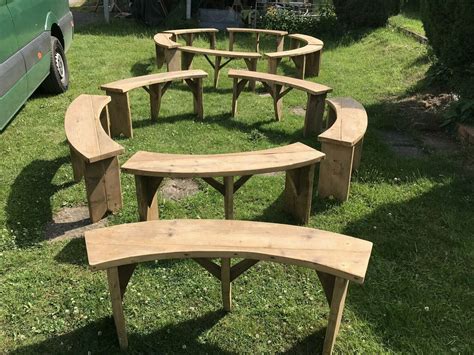 1 X 4ft Curved Bench Hand Made Reclaimed Timber Garden Fire Pit Meeting
