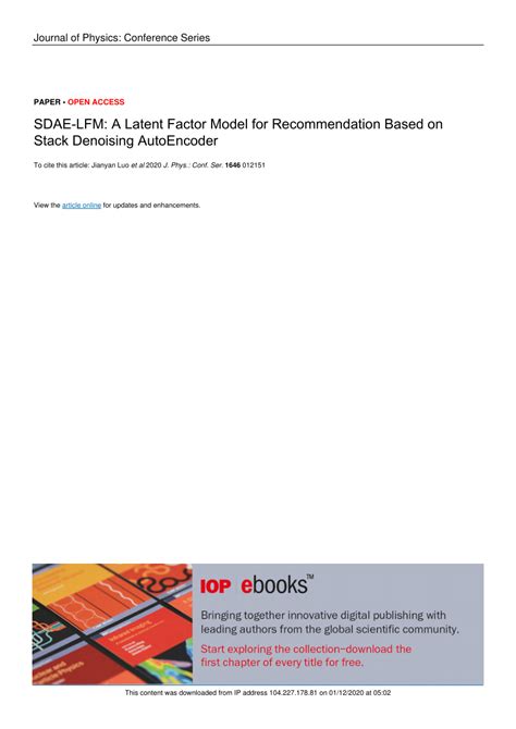 PDF SDAE LFM A Latent Factor Model For Recommendation Based On Stack Denoising AutoEncoder