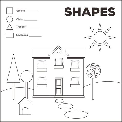 Preschool and kindergarten shapes recognition practice. 5 Best Images of Shape Worksheets Printable Houses ...