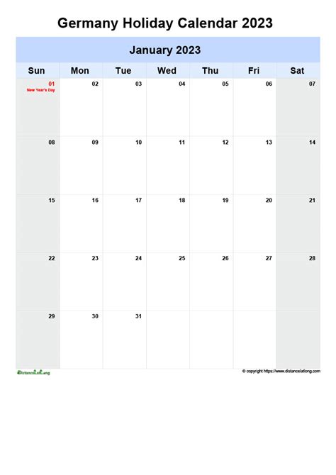 Download Free Printable 2023 Monthly Calendar With Germany Holidays
