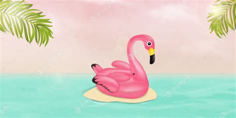 Summer Vector Banner Design Concept With Pink Flamingo Pool Float