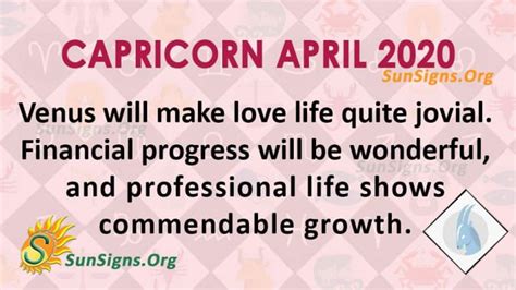 Capricorn April 2020 Monthly Horoscope Predictions Sunsignsorg