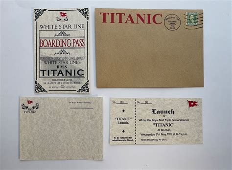 Titanic Boarding Pass Titanic Launch Ticket Titanic Etsy