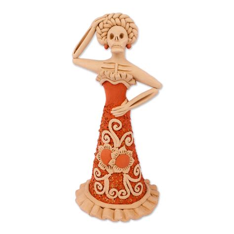 Handcrafted Ceramic Floral Catrina Figurine From Mexico Catrina
