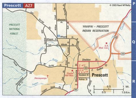 Prescott Az Road Map Highway Prescott City And Surrounding Area
