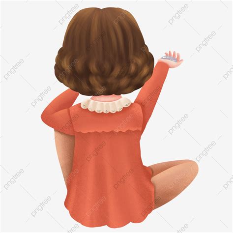 Girl Back View Png Image Cartoon Cute Curly Little Girl Character Back