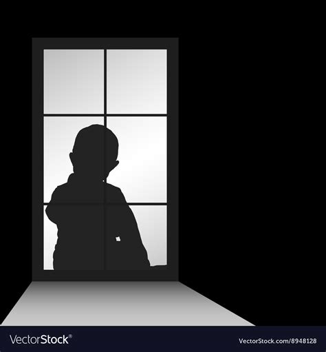 Child With Window Silhouette Royalty Free Vector Image