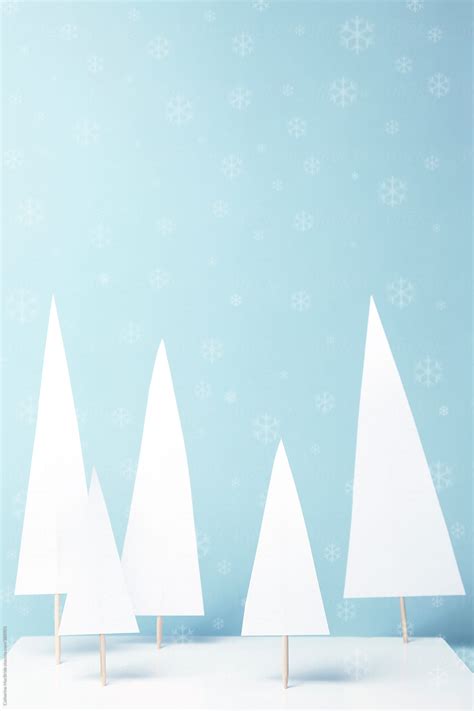 White Paper Craft Christmas Tree Scene By Catherine Macbride