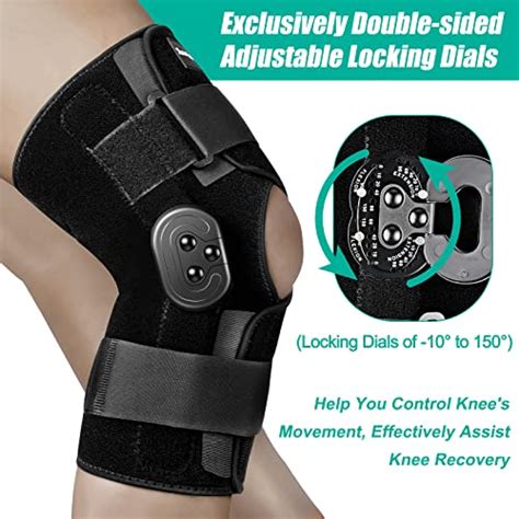Neenca Hinged Knee Brace Adjustable Knee Immobilizer With Side Stabilizers Of Locking Dials