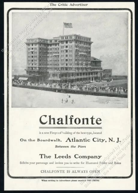 1906 Chalfonte House Hotel Atlantic City Boardwalk Vintage Photo Print