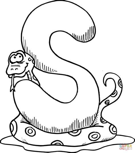 Letter s animals coloring pages. Letter S is voor Snake kleurplaat | Gratis Kleurplaten printen