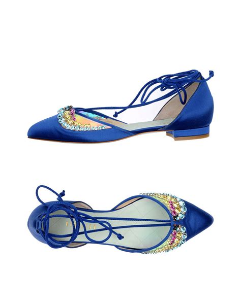 Giannico Satin Ballet Flats In Bright Blue Blue Lyst