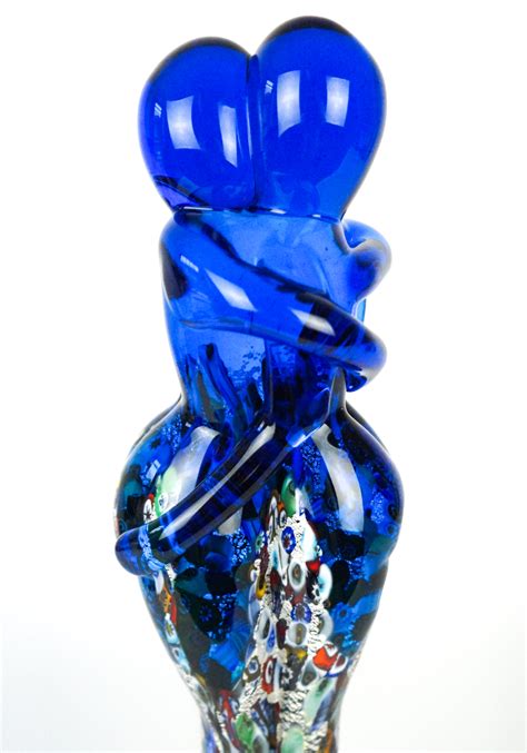 Cescos Blue Murano Glass Lovers Sculpture Made Murano Glass