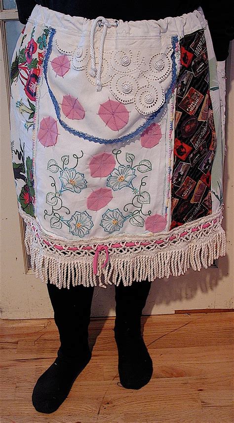 Wearable Folk Art Skirt Collage Bark Cloth And Embroidery Etsy Art