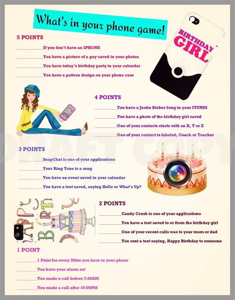 Girls Birthday Party Game Whats In Your Phone