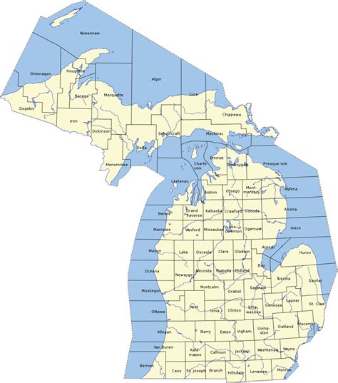 Michigan, constituent state of the u.s. Landkarte Michigan (Karte Counties) : Weltkarte.com ...