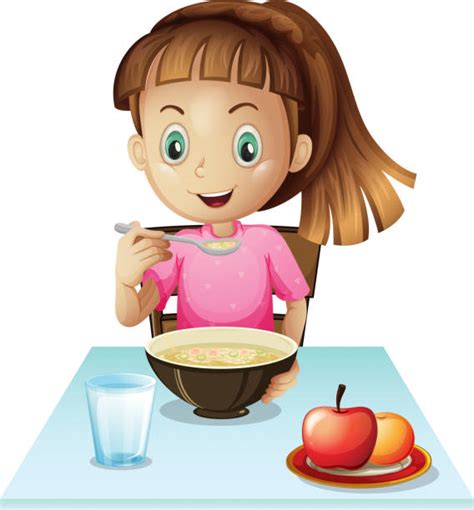 Child Eating Breakfast Clipart