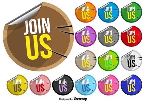 Vector Join Us Colorful Stickers 162728 Vector Art At Vecteezy