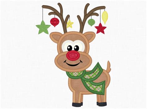 Reindeer Applique Embroidery Design Christmas Design Reindeer Etsy