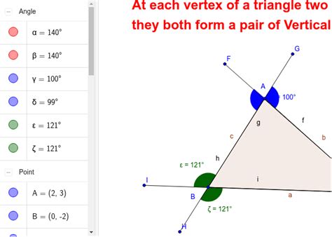 Number Of Exterior Angles At Each Vertex Of A Triangle Geogebra