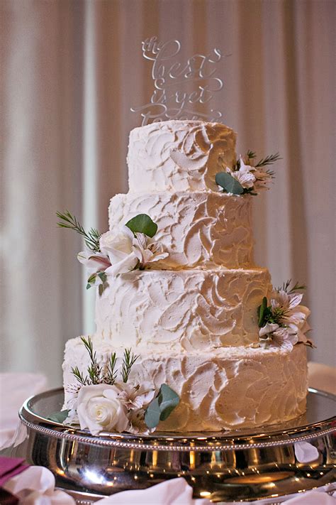 Textured Buttercream Wedding Cake With Whimsical Cake Topper Wedding