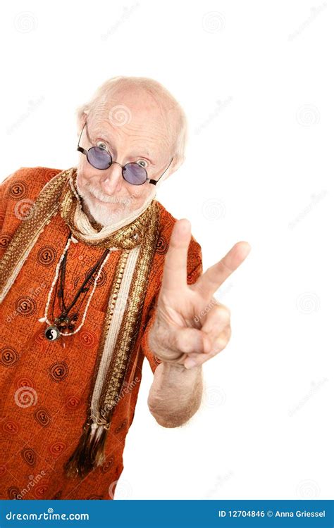 senior man making peace sign royalty free stock image image 12704846