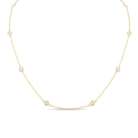 100 Carat Diamond By The Yard Necklace 14k Yellow Gold Fine Bezel Set