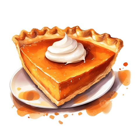 Digital Painting Pumpkin Pie Happy Thanksgiving Watercolor Element